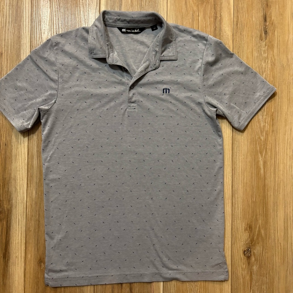 Travis Mathew Polo Shirt Mens Small Golf Casual Grey Short Sleeve Preppy